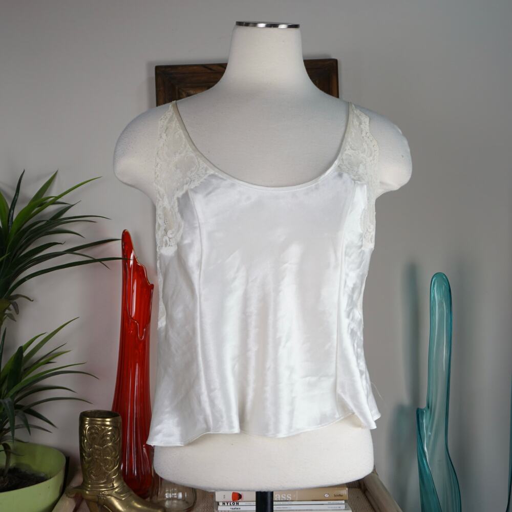 Vintage Victoria's Secret satin white lace detail tank top